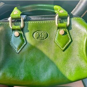 mini genuine leather emerald green handbag